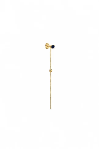 June 21 - Lange elegante gouden kettingoorbel met blauwe dot (1stuk)