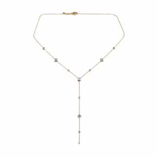 June 21 - Gouden dropketting met vierkante diamanten